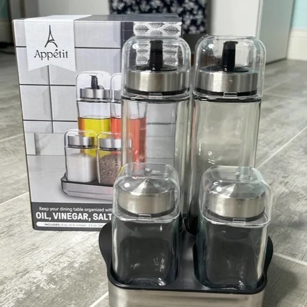 Appetit Oil,‎ Vinegar, Salt & Pepper Set~~NIB